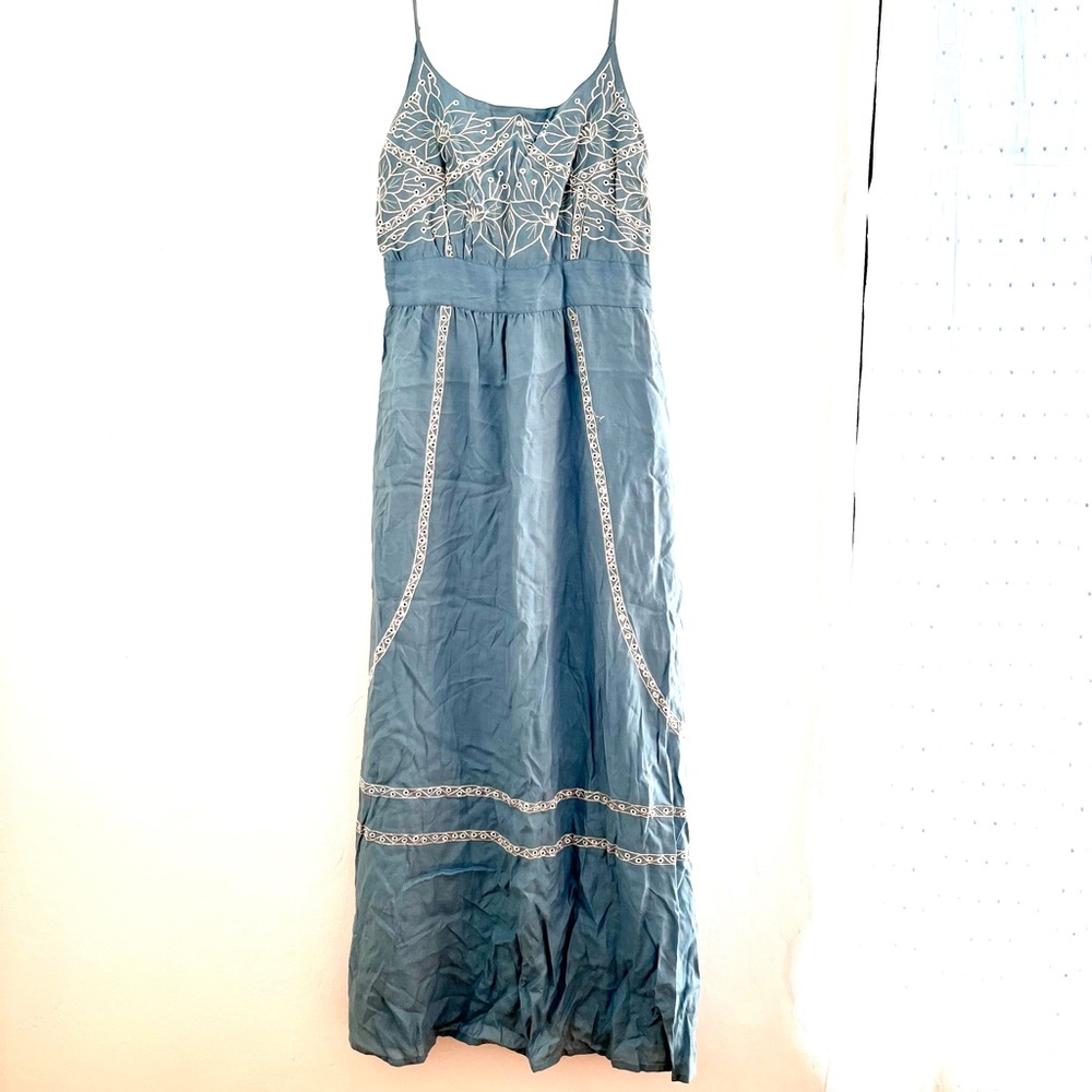 Hy & Dot Blue Embroidered Maxi Dress